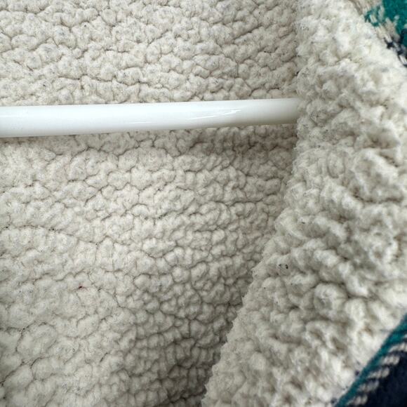 LL Bean Fleece Lined Flannel Shirt Womens MED Gorpcore Shacket Heavyweight Blue - Picture 5 of 12